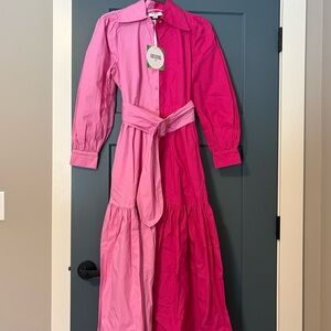NWT Christopher John Roger for Target pink Colorblock Maxi Shirtdress
